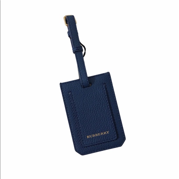 Burberry Bright Navy Leather Luggage Bag Travel Suitcase Tag Keychain - Picture 1 of 8